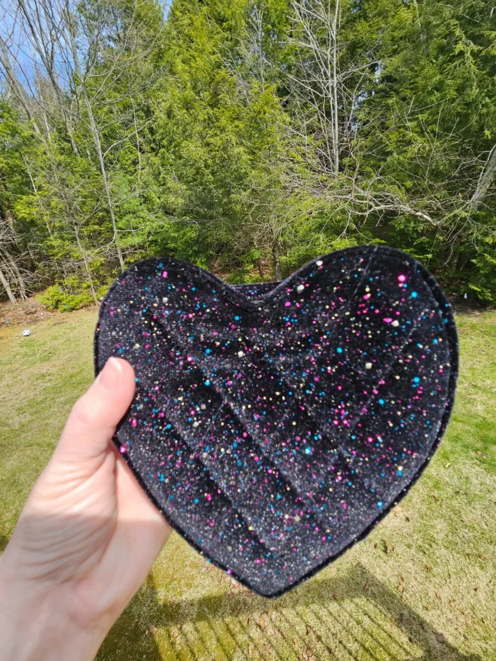 J.Crew Crewcuts Velvet Feel Glitter Heart Purse Gold Chain EUC